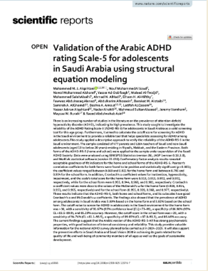 Validation of the Arabic ADHD rating Scale-5 for adolescents in Saudi Arabia using structural equation modeling
