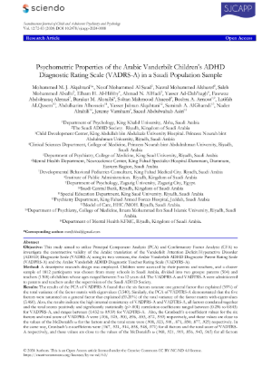 Psychometric Properties of the Arabic Vanderbilt Children’s ADHD Diagnostic Rating Scale (VADRS-A) in a Saudi Population Sample